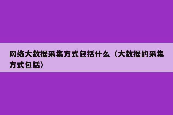 网络大数据采集方式包括什么（大数据的采集方式包括）