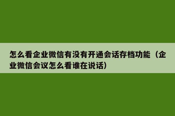 怎么看企业微信有没有开通会话存档功能（企业微信会议怎么看谁在说话）