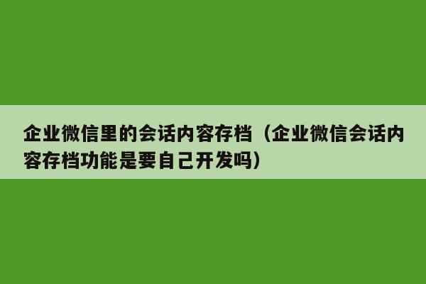 企业微信里的会话内容存档（企业微信会话内容存档功能是要自己开发吗）