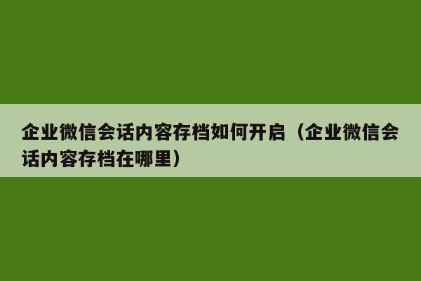 企业微信会话内容存档如何开启（企业微信会话内容存档在哪里）