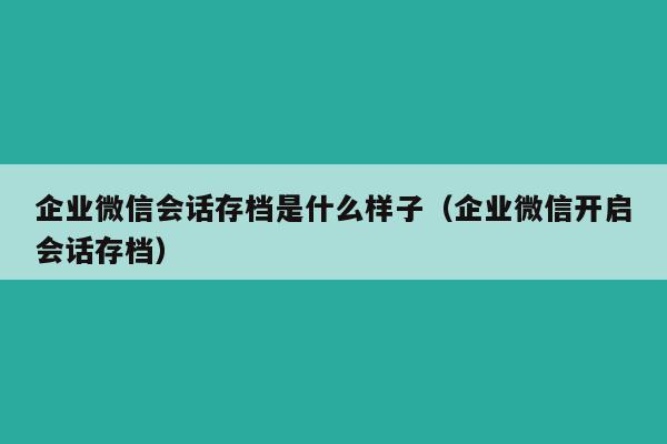 企业微信会话存档是什么样子（企业微信开启会话存档）