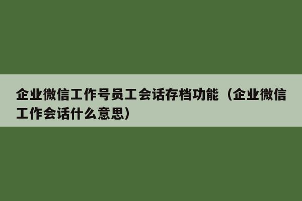 企业微信工作号员工会话存档功能（企业微信工作会话什么意思）