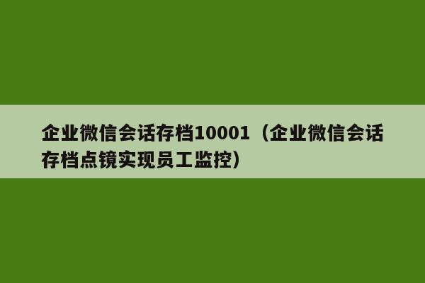 企业微信会话存档10001（企业微信会话存档点镜实现员工监控）